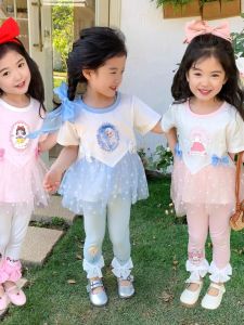 Bộ Váy Công Chúa Cotton Pha Trộn Thời Trang Mùa Xuân Hè Cho Bé Gái Bộ Quần Áo Hai Mảnh Có Áo Thun Và Váy Ngắn