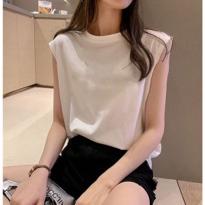 Áo Thun Bóng Rổ Cotton Rộng Rãi Không Tay Nữ Phong Cách BF Thiết Kế Tay Ngắn Thường Ngày Mùa Hè 2025 Màu Trơn in Họa Tiết