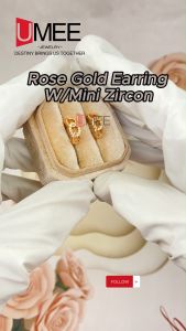 Rose Gold Zircon Hoop Earrings Jewelry Accessories For Women