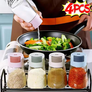 4Pcs Push-type Precise Quantitative Salt Control Bottle Household Kitchen Sealed Pepper Seasoning Box Spice Dispenser