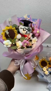 SG Seller Crochet Flower Bouquet Handmade Flower Bouquets Wedding House Warming Gift Teachers Day Graduation Bouquet