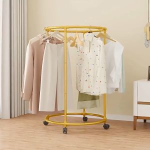 ราวตากผ้า ราวแขวนผ้า  ไม้แขวนเสื้อแบบตั้งพื้นรอบ  มีล้อ