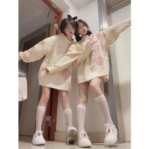 Soft Cozy Womens Knitted Sweater Autumn Winter Loose Design Splicing Knitwear Trendy College Style Retro Lazy Fashion Top