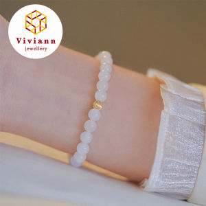 Viviann Original Design Hetian Jade White Jade Bracelet 14k Gold Filled High Quality White Jade Bangle Bracelet Charm Jadeite Jewellery Fashion Amulet Gifts for Women Fine Jewelry Jades Stone Beads Elastic Beaded Bracelets Fine Jewelry Bangle Accessories