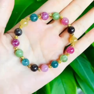 Vòng tay đá Tourmaline mix bi vàng Vạn An Group trang sức phong thủy mang đến bình an