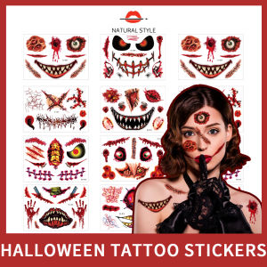 NATURAL STYLE Halloween Funny Horror Scar Face Tattoo Sticker Ghost Festival Masquerade