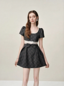 AIVEI | Lace And Plaid Splicing Princess Japanese Style Dress