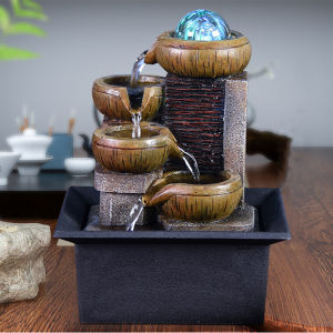 Desktop Water Fountain Portable Tabletop Waterfall Kit Soothing Relaxation Zen Meditation Lucky Fengshui Home Decorations Gifts