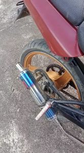 Knalpot Ninja 150 R RR SS kolong R9 chrome krom silencer half blue kenalpot racing motor