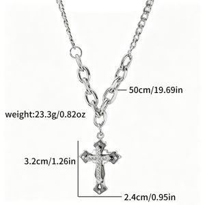 Bandai | High Quality Cross Titanium Steel Non Fading Necklace Domineering and Trendy Mens hip hop Pendant Chain New Handsome Men Women