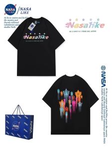เสื้อยืดแขนสั้นผ้าฝ้ายแท้พิมพ์ลายดาวสีสันสดใสร่วมฤดูร้อน ทรงหลวม สำหรับผู้ชายและผู้หญิง แบรนด์แฟชั่นลำลอง