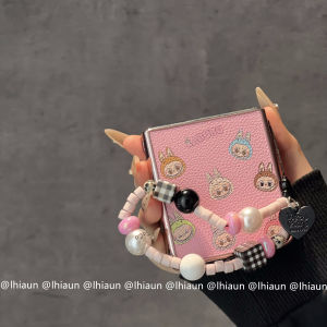 Lhiaun Cartoon Leather Texture Phone Case for Foldable Screen ZFlip7 Purax Pocket2 Xiaomi Mixflip2 Protective Cover N3flip Honor Vflip Cute