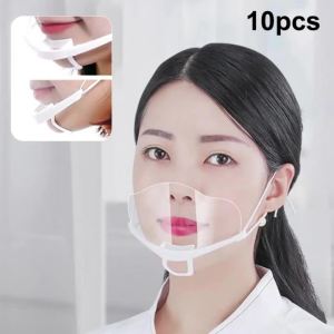 10PCS Creative Shapes Clear Plastic Catering Mask Hotel Beauty Chef Waiter Protective Mask Reusable Visible Splash Proof Mask`~