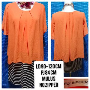 DRESS LENGAN PENDEK ORANGE(FUCINFEIER) 237