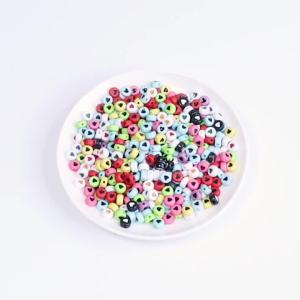 100 Chiếc 7x4mm Dẹt Tròn Acrylic Họa Tiết Trái Tim Tình Yêu Miếng Đệm Hạt Cho DIY Vòng Tay Handmade Trang Sức Làm Phụ Kiện