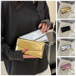 DINAH Functional Envelope Evening Bag Large Capacity Pu Leather Triple Flod Long Wallet Simple Korean Style Messenger Cluth Bag Women