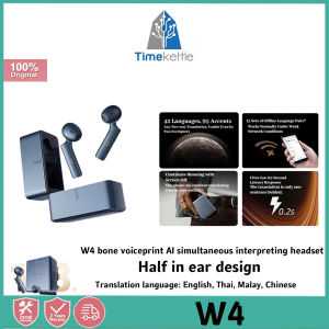 TimeKettle W4 bone voiceprint Ai simultaneous interpreting headset intelligent summary call noise reduction translation accuracy high and low delay multi language translation long endurance. Support recording call content exclusive translation vocabulary