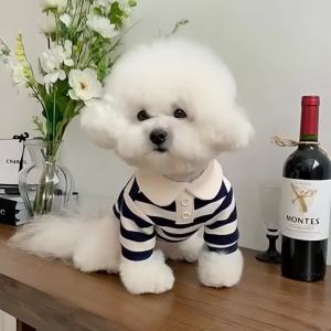 Fashion Striped Collared Dog Shirt Soft Breathable Cooling Vest Pet Hoodie For Puppy Outdoor Activities