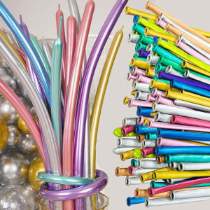 Long Glossy Latex Balloons Chrome Metallic Color Inflatable Air Balls DIY Animal Balloon Christmas Party Decor