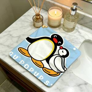 Cartoon Cute P-Pingu P-Penguin Polyester Cotton Hand Wiping Towel Hanging Design Durable for Household Restaurant Toilet Use