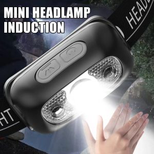 USB Rechargeable Mini Strong Light LED Sensor Headlamp Outdoor Waterproof Work Head Torch Camping Fishing Search Headlight