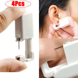 4Pcs Safety Ear Piercing Machine Kit Disinfect Safety Earring Piercer Machine Studs Nose Clip Body Jewelry Piercing Tool Diy Accessory