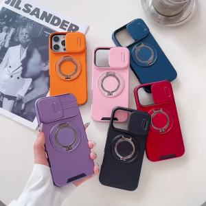 TAOYUNXI | Slide Lens Cap Magnetic Bracket Case For iPhone 16 Plus 15 13 18 17 14 11 12 Pro Max Air 16e For Magsafe Wireless Charging Cover