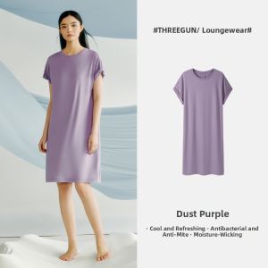 THREEGUN | Cooling Antibacterial Miteproof Short Sleeve Loose Sleep Dress