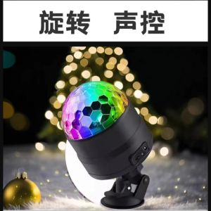 ไฟลูกบอลสไตล์ Disco ไฟสีสันสดใสสำหรับตกแต่งภายในรถ ไฟแฟลชหมุนพร้อม Ritmo ของเสียงดนตรี อุปกรณ์เสริมลำโพง Hifi
