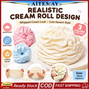 Aitemay Realistic Cream Roll Squishy Ball TPR Material Easy Clean Durable Stress Relief Toy for Anxiety Focus