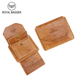 Roya Bagger Short Wallets for Men Genuine Cow Leather Vintage Coin Purses Large Capacity Card Holder Trifold Male Wallet 1464