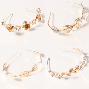 Hot Selling Pearl Alloy Metal Leaf Headwear Court Style Flower Decorative Hair Band Fashionable Jewelry Accessory