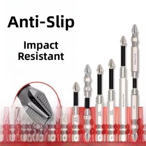 Anti-Impact Strong Magnetic Cross Screwdriver Head Electric Screwdriver Handle Hexagonal Handle Strong Magnetic Screwdriver For Home Electric Drill Screwdriver Head
