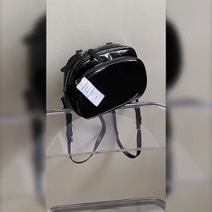 JIVIVIL JIVIVIL【Miễn phí vận chuyển】Chất liệu da bóng màu đen phụ nữ ba lô giản dị PU du lịch cho nữ Túi sinh viên Cặp học sinh Túi Công Sở