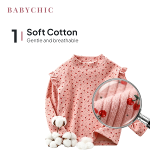 Budak Baju Lengan Panjang 0-7 Years Perempuan Girl Ruffle Shirt Long Sleeve Ribbed T-Shirt Top