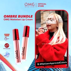 Lipcream OMG Paket Ombre Mattelast Lip Cream & Glassy Lip Tint - Warna Intense Tahan Lama & Ringan