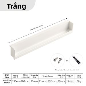 Tay Nắm Nhôm Ẩn Cao Cấp Màu Trắng
