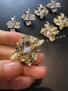 Nút Kim Loại Dày Hình Khối Gấp Nút Áo Len Nút Áo Khoác Nút Da Nút Vest Nút Trang Trí Nút Quần Áo Nút Trang Trí