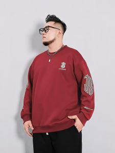 เสื้อสเวตเตอร์คอกลมแขนยาวทรงหลวมสไตล์อเมริกันสำหรับผู้ชาย สีแดง เสื้อคลุมกันหนาวฤดูใบไม้ร่วง ผ้าฝ้ายผสมโพลีเอสเตอร์ ป้องกันแบคทีเรีย ป้องกันรอยยับ ป้องกันการสึกหรอ