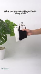 Combo 5 đôi tất trơn cổ cao nam nữ Mr.Socks chất liệu cotton cao cấp có mặt lưới thoáng khí khử mùi - KLB-TRONCAO-CB5