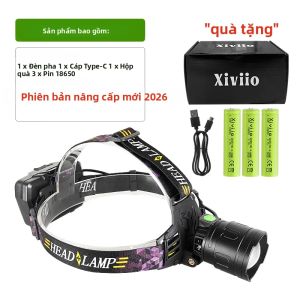 Đèn Pha Sạc Siêu Sáng Xiviio Đèn Pin LED Công Suất Cao Có Cảm Biến Hồng Ngoại Đèn Chống Nước Dùng Cho Cắm Trại Câu Cá Chạy Bộ