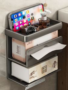 Bathroom Wall-Mounted Tissue Box Toilet Paper Holder No-Punching Required Toilet Paper Rack Nordic Style Three-Layer Tissue Box