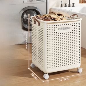 Foldable Large Capacity Dirty Clothes Basket Bathroom Home Use High Aesthetic Value Storage Basket for Laundry Room Organization