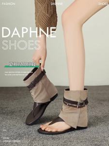 Daphne | Dép Xăng Đan Mũi Hở Phong Cách Retro Cao Gót