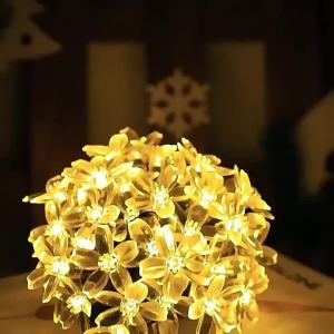 Dây Đèn Năng Lượng Mặt Trời Hoa Anh Đào Festoon 20/50/100 Đèn LED Ngoài Trời Vòng Hoa Đèn Cho Đám Cưới Sân Hiên Ngày Lễ Trang Trí Sân Vườn