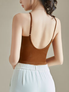 U-Shaped Beauty Back Underwear Suspenders Vest Womens Bra One-Piece Pure Cotton Underwear Padded Stylish Base Tops