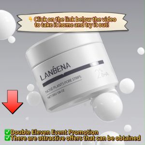 LANBENA Aloe Vera Blackhead Remover Strips Pore Minimizer Acne Treatment Deep Cleansing Nose Pore Cleaner Facial Mask 30G 2pcs (with 60pcs paper)