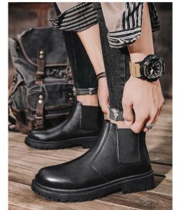 [Quà tặng vớ khi mua kèm giày] Giày đốc derby chelsea boots mũi tròn đế cao su chống trơn trượt