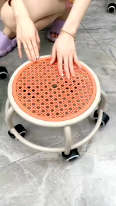 Small Stool With Wheels Mini Baby Round Stool With Sofa Foot Pulley Moving Stool