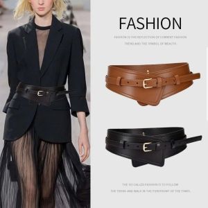 Pu Leather Slimming Body Waistband Corset Wide Belts For Women Elastic Waist Belts Strap Belts Bownot Dress Coat Accessories